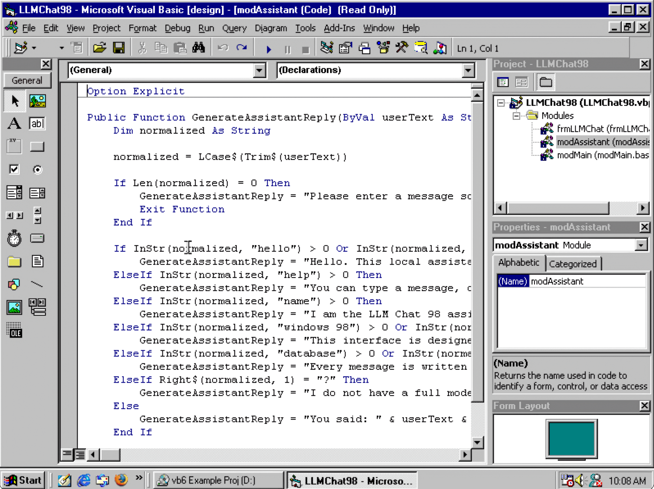 Visual Basic 6 on Windows 98
